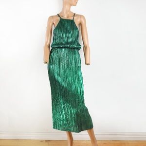 EUC House of Harlow 1960 X Revolve Farrah Maxi Dress in Metallic Green